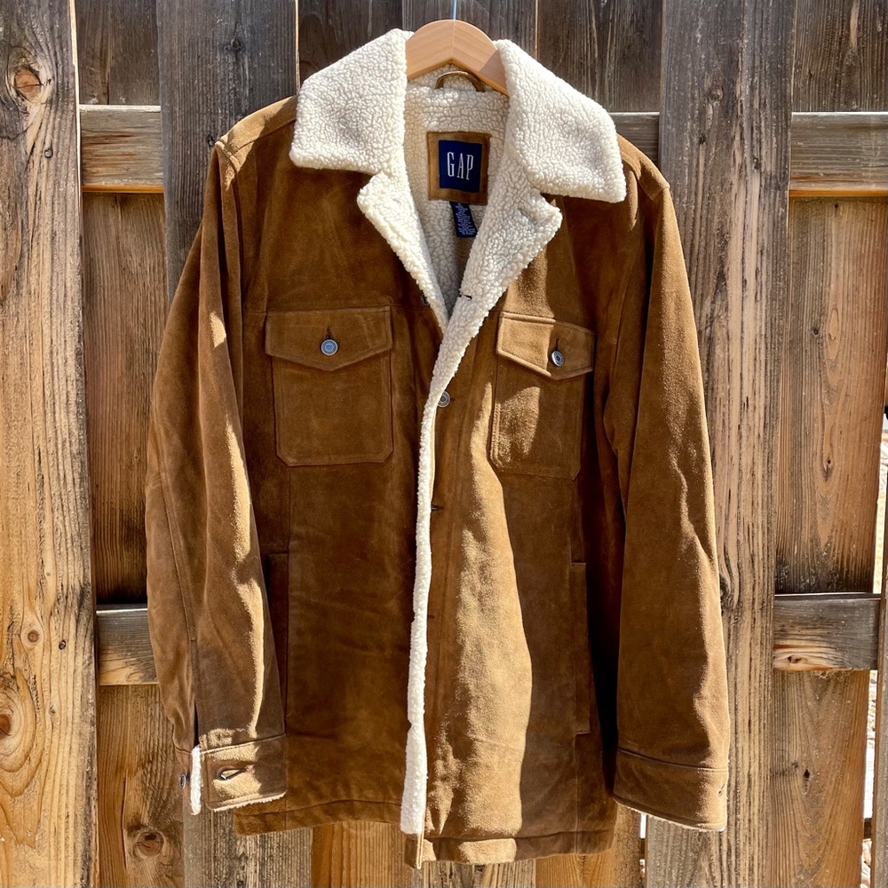 Retro GAP Suede Leather Jacket with Sherpa Lining